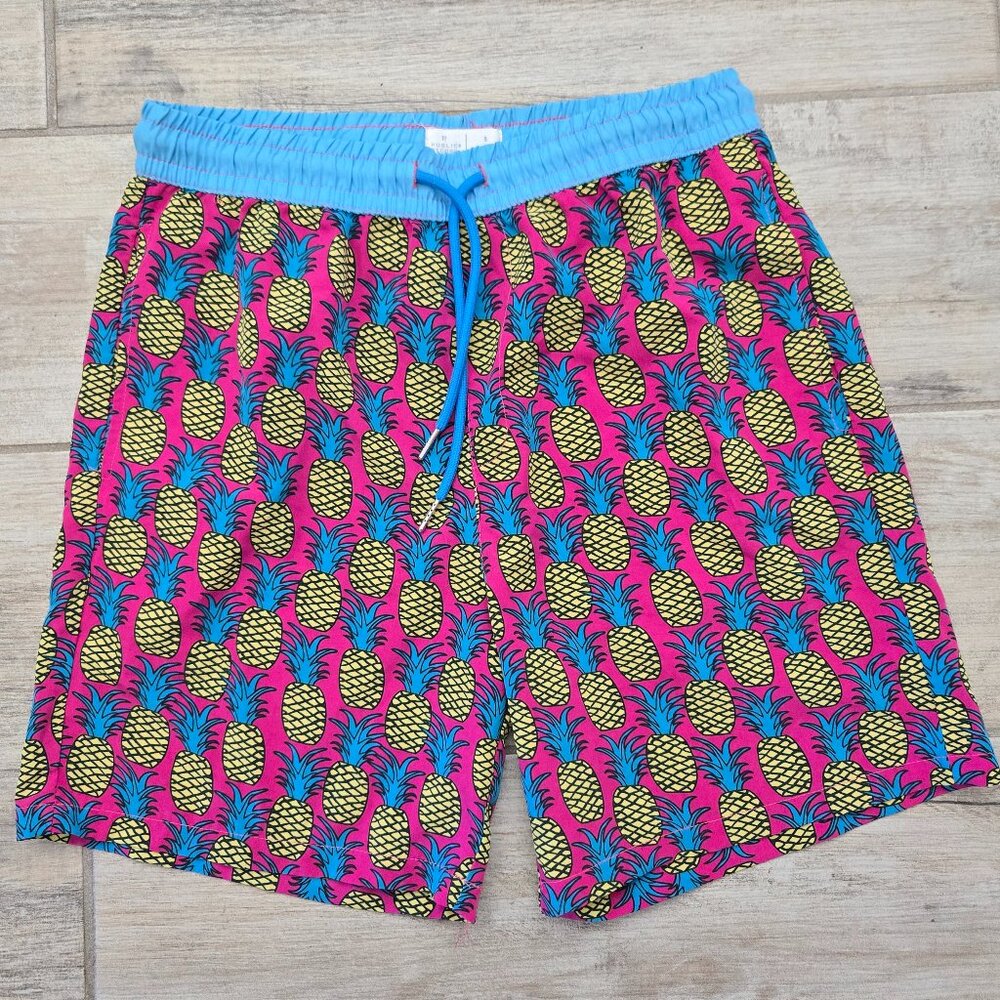 Public Record Pineapple Swim Trunks Men's Tropical Beach Pool Unlined S
